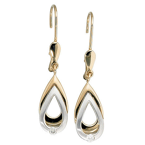 Ohrhänger 585 Gold Gelbgold Weißgold bicolor 2 Diamanten Brillanten Ohrringe Ohrhänger 585 Gold Gelbgold Weißgold bicolor 2 Diamanten Brillanten Ohrringe