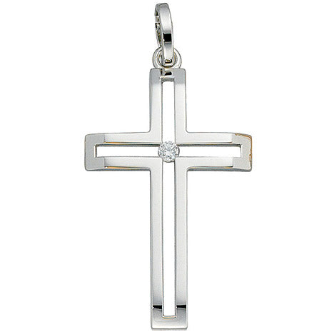 Anhänger Kreuz 585 Gold Weißgold 1 Diamant Brillant Kreuzanhänger Weißgoldkreuz Anhänger Kreuz 585 Gold Weißgold 1 Diamant Brillant Kreuzanhänger Weißgoldkreuz