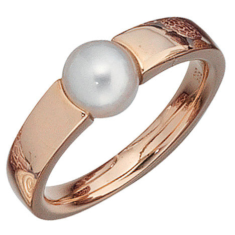 Damen Ring 585 Gold Rotgold 1 Süßwasser Perle Goldring Perlenring-50 Damen Ring 585 Gold Rotgold 1 Süßwasser Perle Goldring Perlenring-50