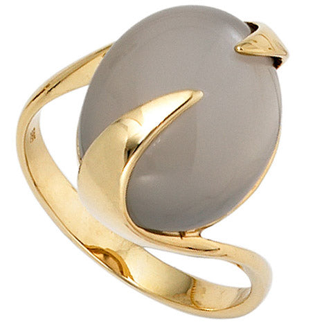 Damen Ring 585 Gold Gelbgold 1 Mondstein Goldring-50 Damen Ring 585 Gold Gelbgold 1 Mondstein Goldring-50