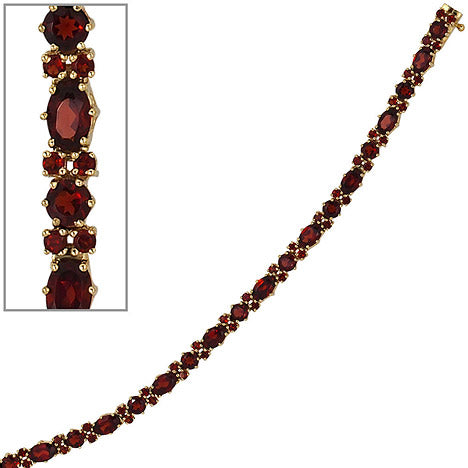 Armband 333 Gold Gelbgold und 72 Granate rot 19 cm Goldarmband Armband 333 Gold Gelbgold und 72 Granate rot 19 cm Goldarmband