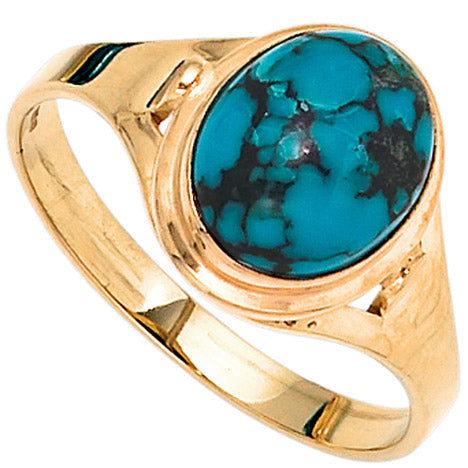 Damen Ring 585 Gold Gelbgold 1 Türkis Goldring-50