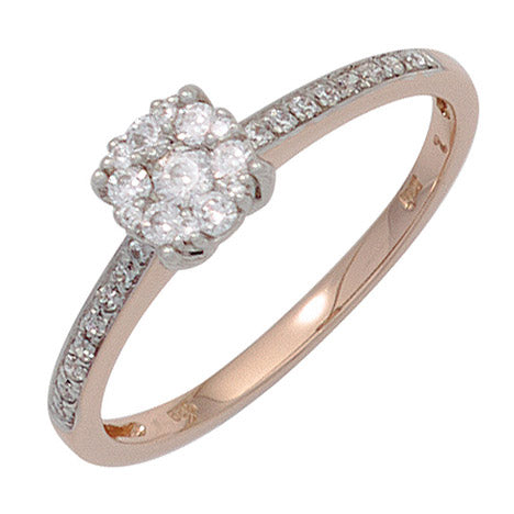 Damen Ring 585 Gold Rotgold Weißgold bicolor 29 Diamanten Brillanten-54