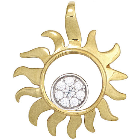 Anhänger Sonne 585 Gold Gelbgold bicolor 8 Diamanten Brillanten 0 07ct. Anhänger Sonne 585 Gold Gelbgold bicolor 8 Diamanten Brillanten 0 07ct.
