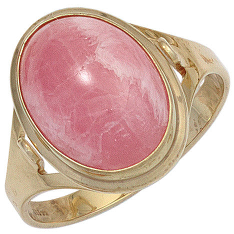 Damen Ring 585 Gold Gelbgold 1 Rhodochrosit rosa Goldring-50 Damen Ring 585 Gold Gelbgold 1 Rhodochrosit rosa Goldring-50