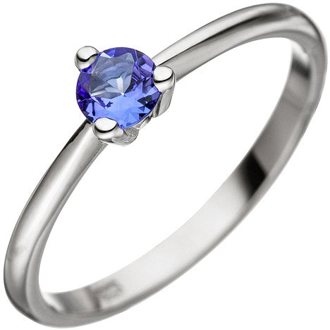 Damen Ring 585 Gold Weißgold 1 Tansanit blau Weißgoldring-50 Damen Ring 585 Gold Weißgold 1 Tansanit blau Weißgoldring-50