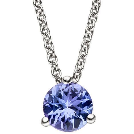 Collier Kette mit Anhänger 585 Gold Weißgold 1 Tansanit blau 42 cm Halskette Collier Kette mit Anhänger 585 Gold Weißgold 1 Tansanit blau 42 cm Halskette