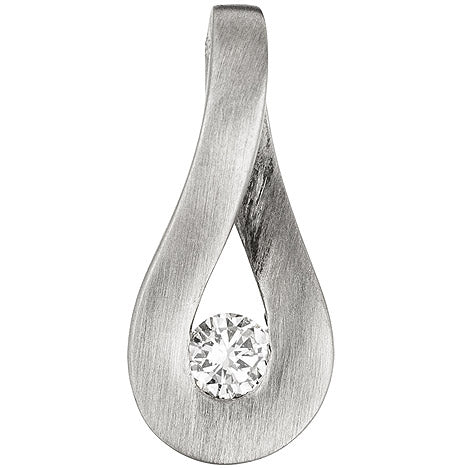 Anhänger Tropfen 950 Platin matt 1 Diamant Brillant 0 09ct. Platinanhänger