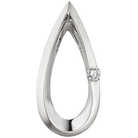 Anhänger Tropfen 950 Platin teil matt 1 Diamant Brillant 0 025ct. Platinanhänger
