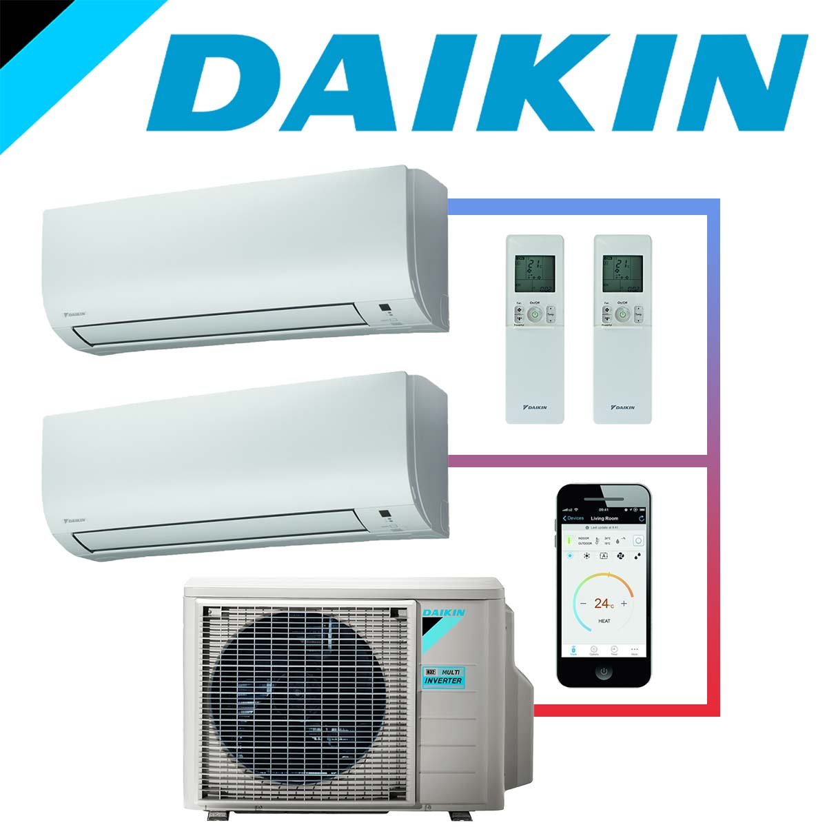 SET DAIKIN Comfora mit 2 Wandgeräten 2,0kW und Außeneinheit 4kW"" SET DAIKIN Comfora mit 2 Wandgeräten 2,0kW und Außeneinheit 4kW""