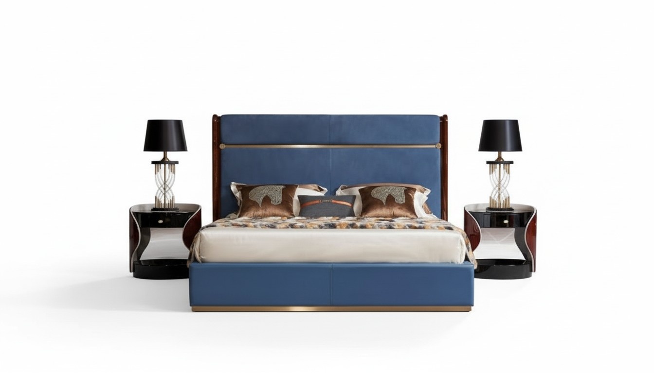 Design Bett 2x Nachttisch 3 tlg. Schlafzimmer Set Luxus komplett Garnitur Design Bett 2x Nachttisch 3 tlg. Schlafzimmer Set Luxus komplett Garnitur