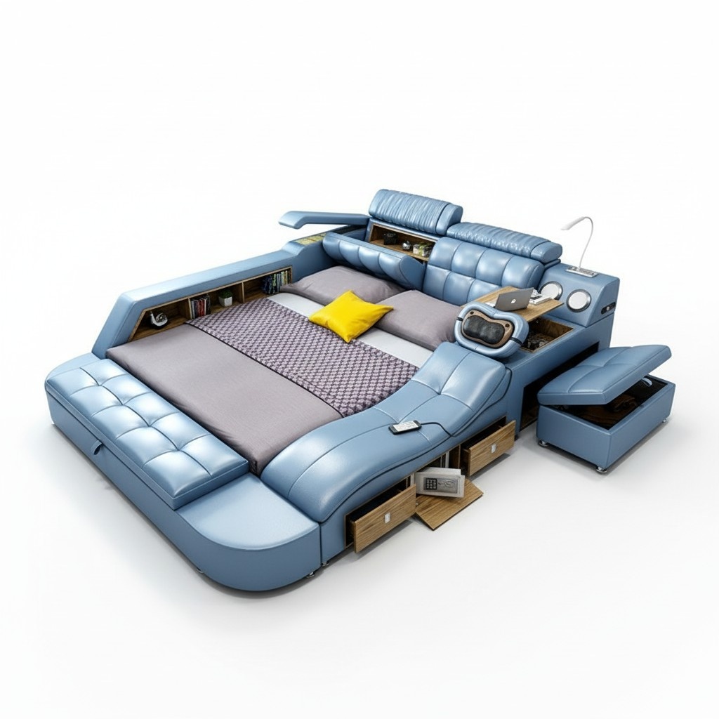 Design Bett XXL Big Leder Hotel Polster 180x200 Multifunktion Regal Betten Design Bett XXL Big Leder Hotel Polster 180x200 Multifunktion Regal Betten