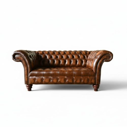 Design Chesterfield Sofa 2 Sitzer Braun Couch Polster Sofas Wohnzimmer Sofa Neu