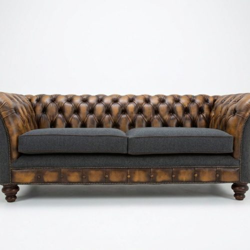 Design Chesterfield Sofa 3 Couch Sofa Set Stoff Polster Leder Dreisitzer