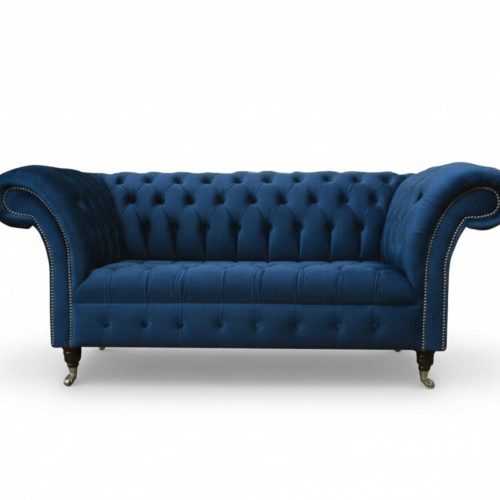 Design Chesterfield Sofagarnitur 2 Sitzer Couch Textil Blau Polster Sofas Blaue Design Chesterfield Sofagarnitur 2 Sitzer Couch Textil Blau Polster Sofas Blaue