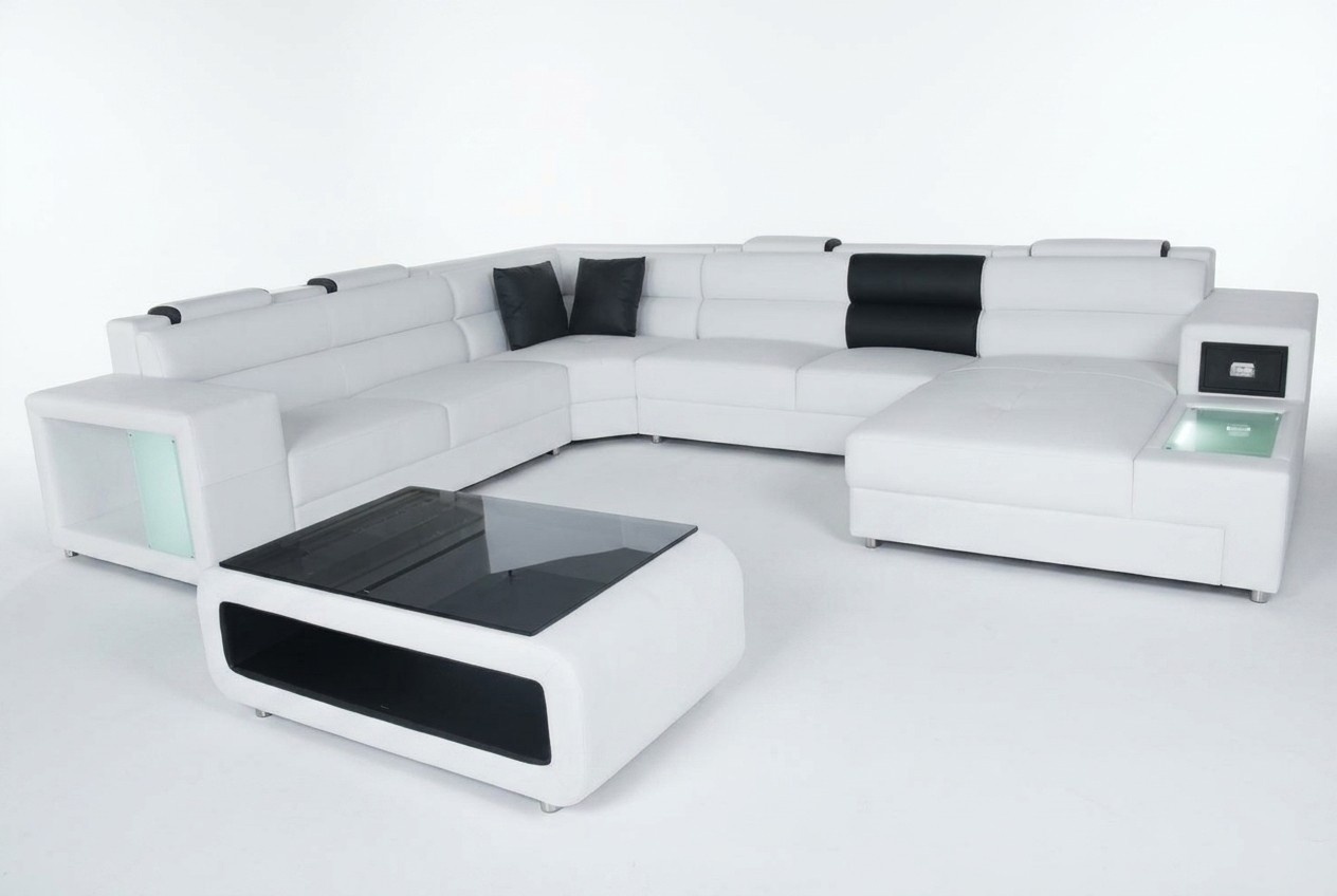 Design Leder Polster Ecke Leder Sitz Sofa Polster Eck Wohn Landschaft