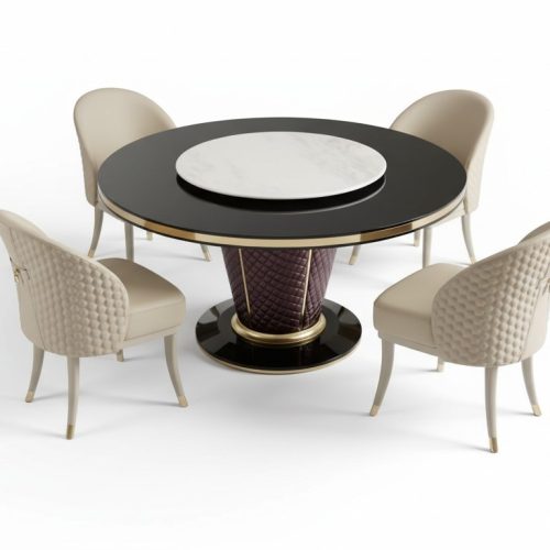 Design Rund Tisch 4x Sessel Stühle Ess Zimmer Sitz Polster Runde Tische