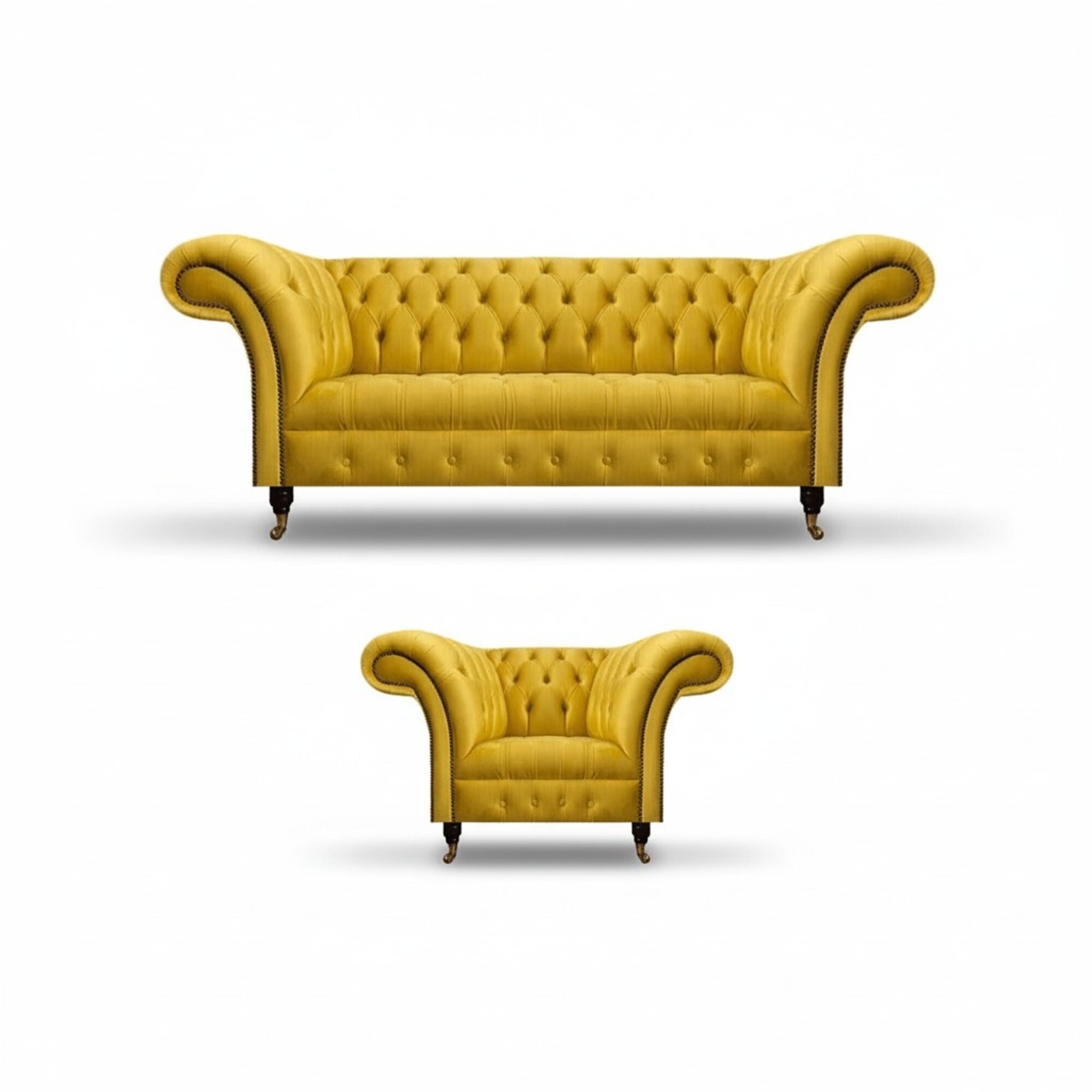 Designer Gelbe Chesterfield Sitzmöbel Moderner Dreisitzer Edler Sessel Designer Gelbe Chesterfield Sitzmöbel Moderner Dreisitzer Edler Sessel