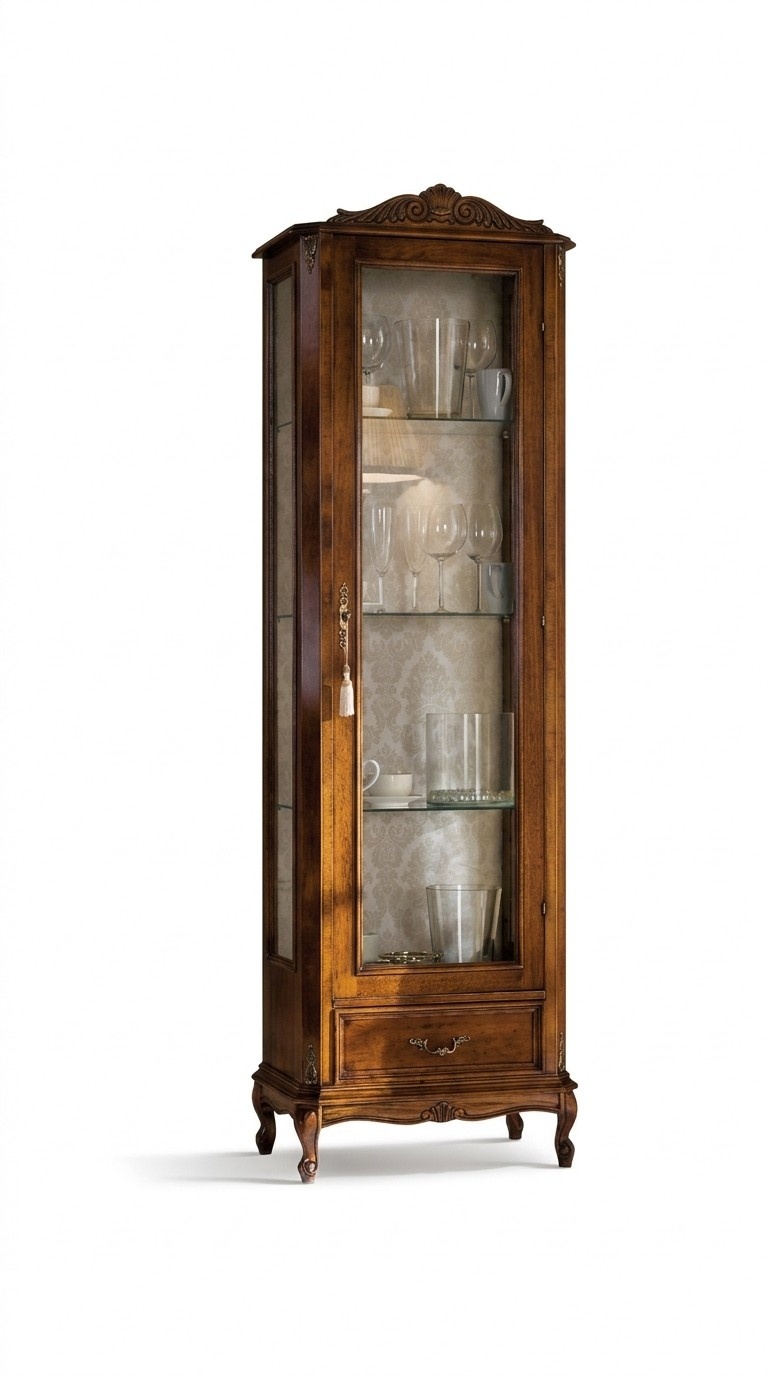 Designer Italienische Luxus Schicke Holz Möbel Barock Stil Schrank Vitrine Wohnzimmer