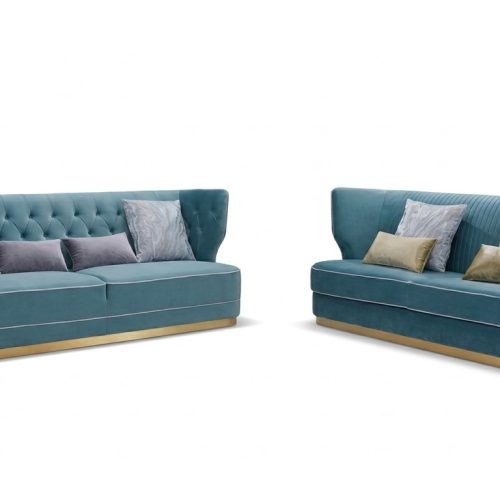 Designer Sofa Sofagarnitur 3+3 Sitzer Couch Polster Garnitur Gruppe Metall