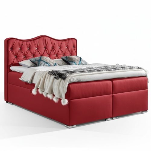 Doppelbett Bett Boxspringbett mit Bettkasten Ehebett Betten Polsterbett Rot Neu