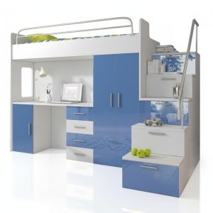 Doppelstockbett Etagenbett Bett Jugendbett Hochbett Blau Kinderzimmer Kinderbett