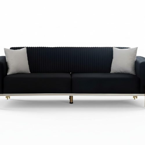 Dreisitzer Couch Möbel Samt Designer Gold Metall Gepolsterte Moderne Couchen Neu