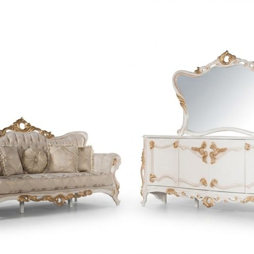 Dreisitzer Couch Polster Sofa Möbel Wohnzimmer Set mit Anrichte 3tlg. Dreisitzer Couch Polster Sofa Möbel Wohnzimmer Set mit Anrichte 3tlg.