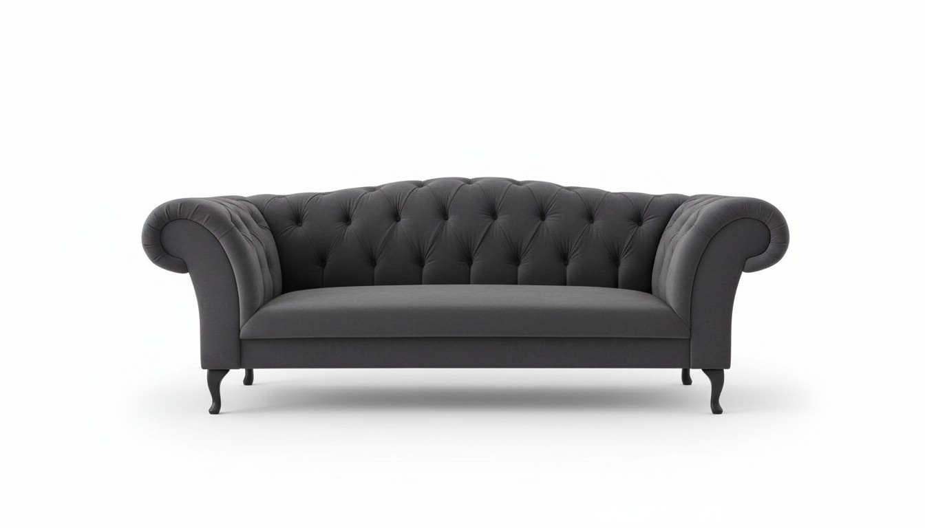 Dreisitzer Design Couch Polster Sitz Textil Sofa 3 Sitzer Chesterfield Grau Neu