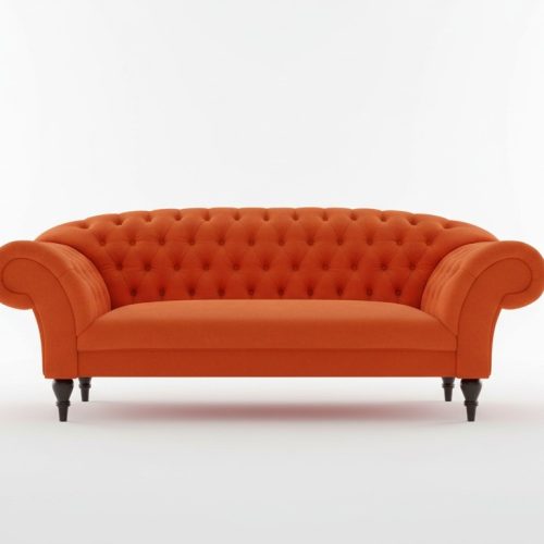 Dreisitzer Design Polster Sitz Textil Sofa 3Sitzer Chesterfield Orange Neu Couch