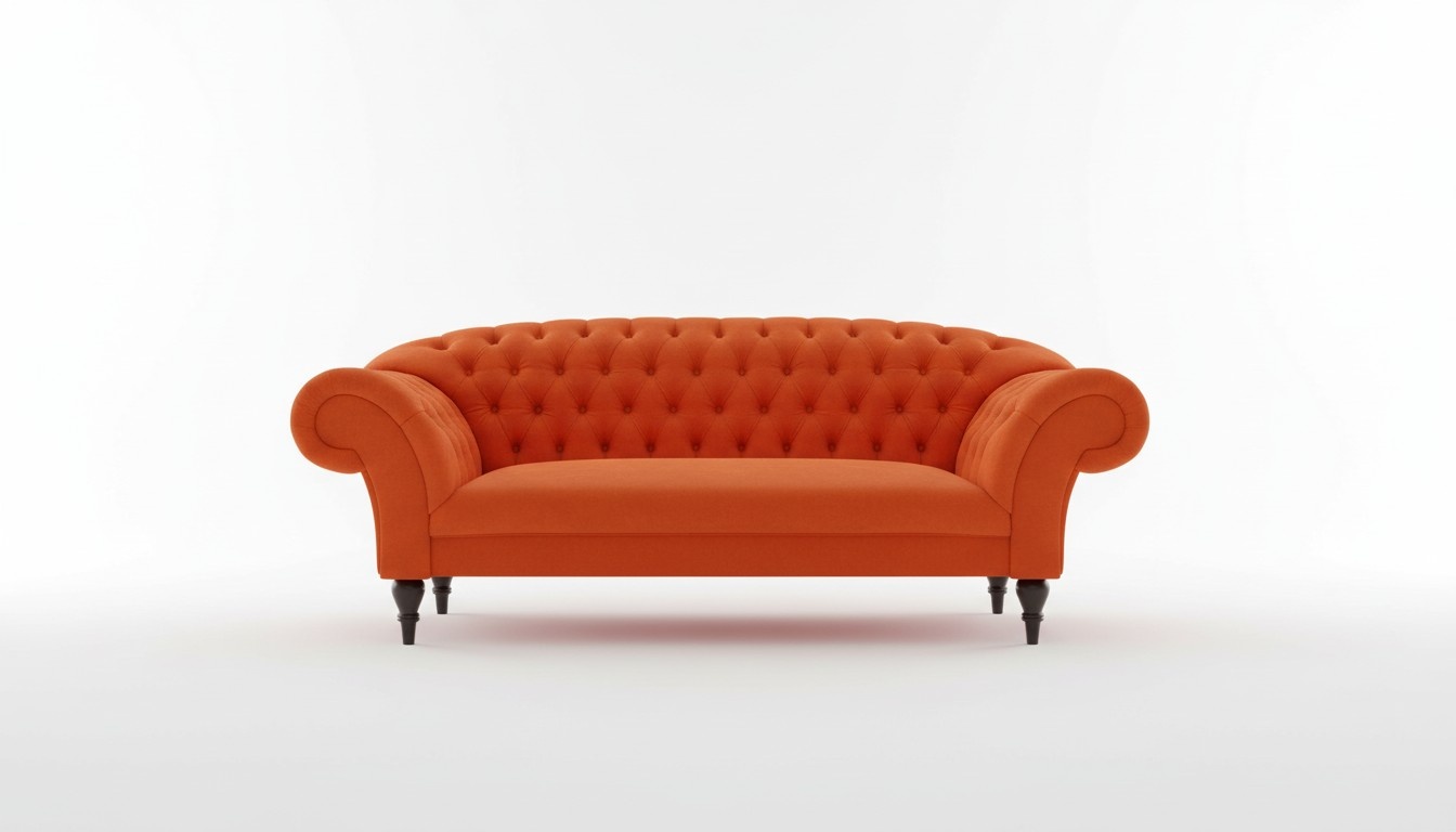 Dreisitzer Design Polster Sitz Textil Sofa 3Sitzer Chesterfield Orange Neu Couch Dreisitzer Design Polster Sitz Textil Sofa 3Sitzer Chesterfield Orange Neu Couch