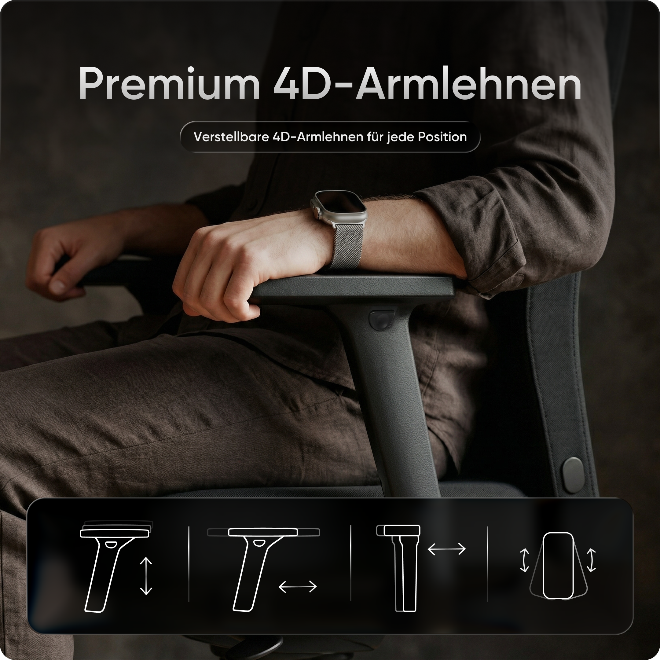 EXECUTIVE | EXECUTIVE (4D Armlehne & Aluminium Fußkreuz) / Mit Kopfstütze / Schwarz