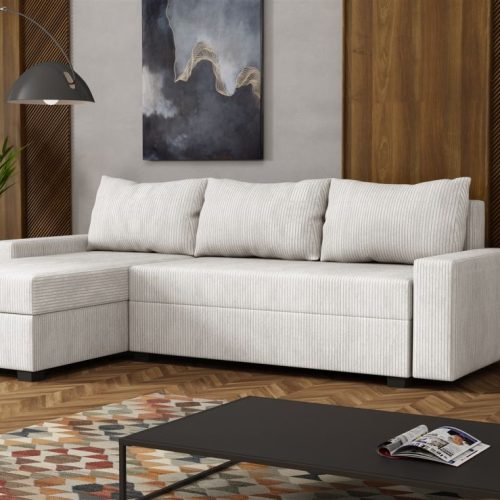 Ecksofa Schlafsofa Sofa AGNETA LUX Stoff Lincoln Creme Ottomane Links