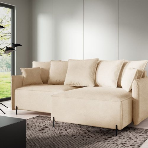 Ecksofa Schlafsofa BETTO Stoff Now or Never Beige Ottomane Rechts