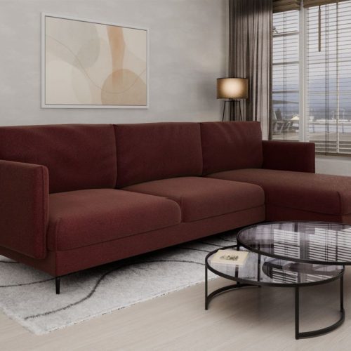 Ecksofa Designersofa HELMER Stoff Baloo Bordeauxrot Ottomane Rechts Ecksofa Designersofa HELMER Stoff Baloo Bordeauxrot Ottomane Rechts