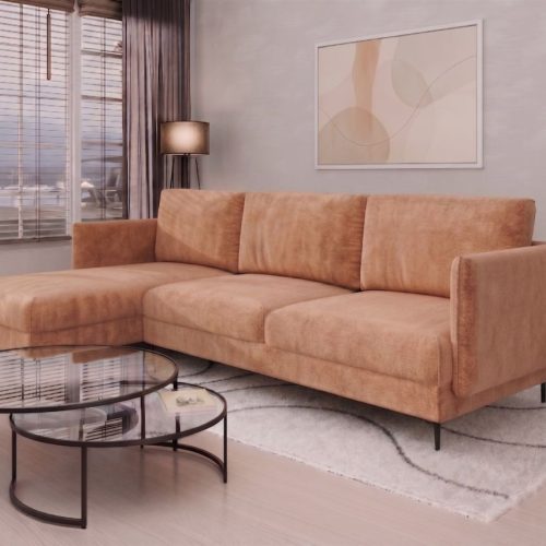 Ecksofa Designersofa HELMER Stoff Vibe Terraccota Ottomane Links