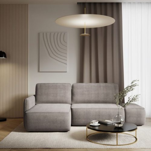 Ecksofa mit Schlaffunktion Sofa LUKA in Stoff Cremona Graubraun Ottomane Links Ecksofa mit Schlaffunktion Sofa LUKA in Stoff Cremona Graubraun Ottomane Links