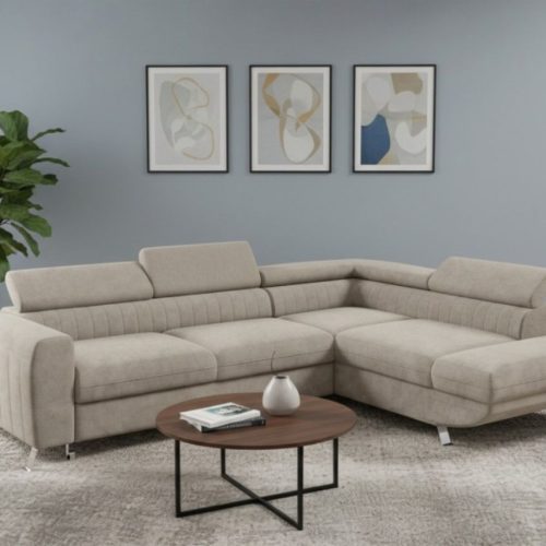 Ecksofa mit Schlaffunktion MARIOS Sofa Stoff Dunbar Cappuccino Ottomane Rechts Ecksofa mit Schlaffunktion MARIOS Sofa Stoff Dunbar Cappuccino Ottomane Rechts