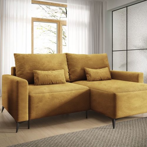Ecksofa Schlafsofa Sofa SILVES in Stoff Poso Honiggelb Ottomane Rechts Ecksofa Schlafsofa Sofa SILVES in Stoff Poso Honiggelb Ottomane Rechts