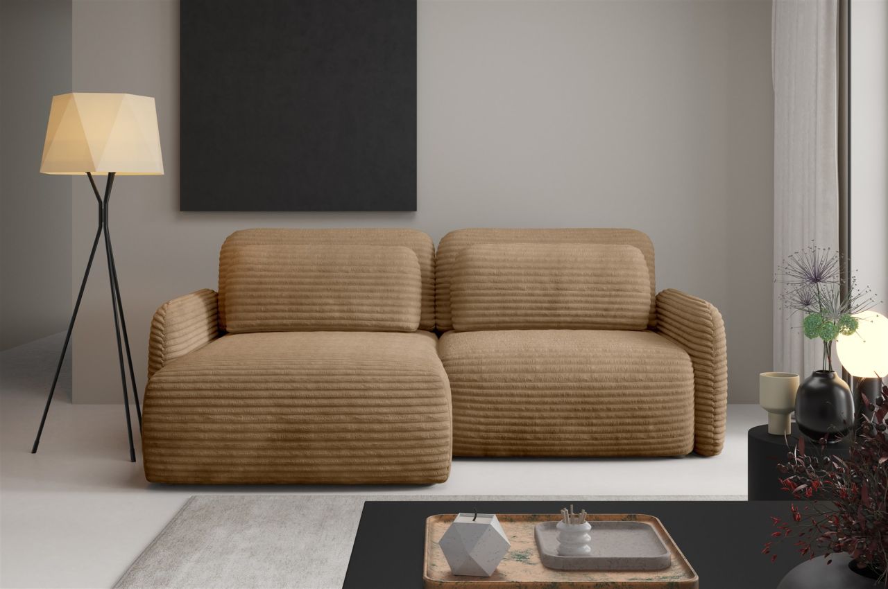 Ecksofa Schlafsofa Sofa SIMONE in Stoff Ambience Dune Ottomane Links