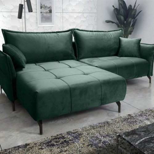 Ecksofa Schlafsofa Sofa VICTORIA Stoff Element Dunkelgrün Ottomane Links Ecksofa Schlafsofa Sofa VICTORIA Stoff Element Dunkelgrün Ottomane Links