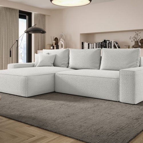 Ecksofa Schlafsofa Sofa WALKEN Stoff Quelle Weiss Ottomane Links Ecksofa Schlafsofa Sofa WALKEN Stoff Quelle Weiss Ottomane Links