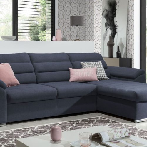 Ecksofa Schlafsofa Sofa PASCARA XS in Stoff Esito Dunkelblau Ottomane Rechts Ecksofa Schlafsofa Sofa PASCARA XS in Stoff Esito Dunkelblau Ottomane Rechts