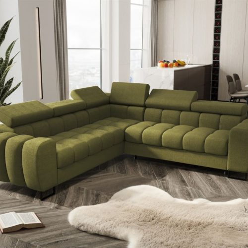 Ecksofa Schlafsofa BASTIEN in Stoff Moly Olivgrün Seite Universal Ecksofa Schlafsofa BASTIEN in Stoff Moly Olivgrün Seite Universal