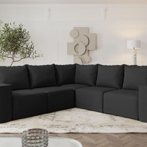 Ecksofa Designersofa ESTELLE in Stoff Opera Velvet Schwarz Seite Universal
