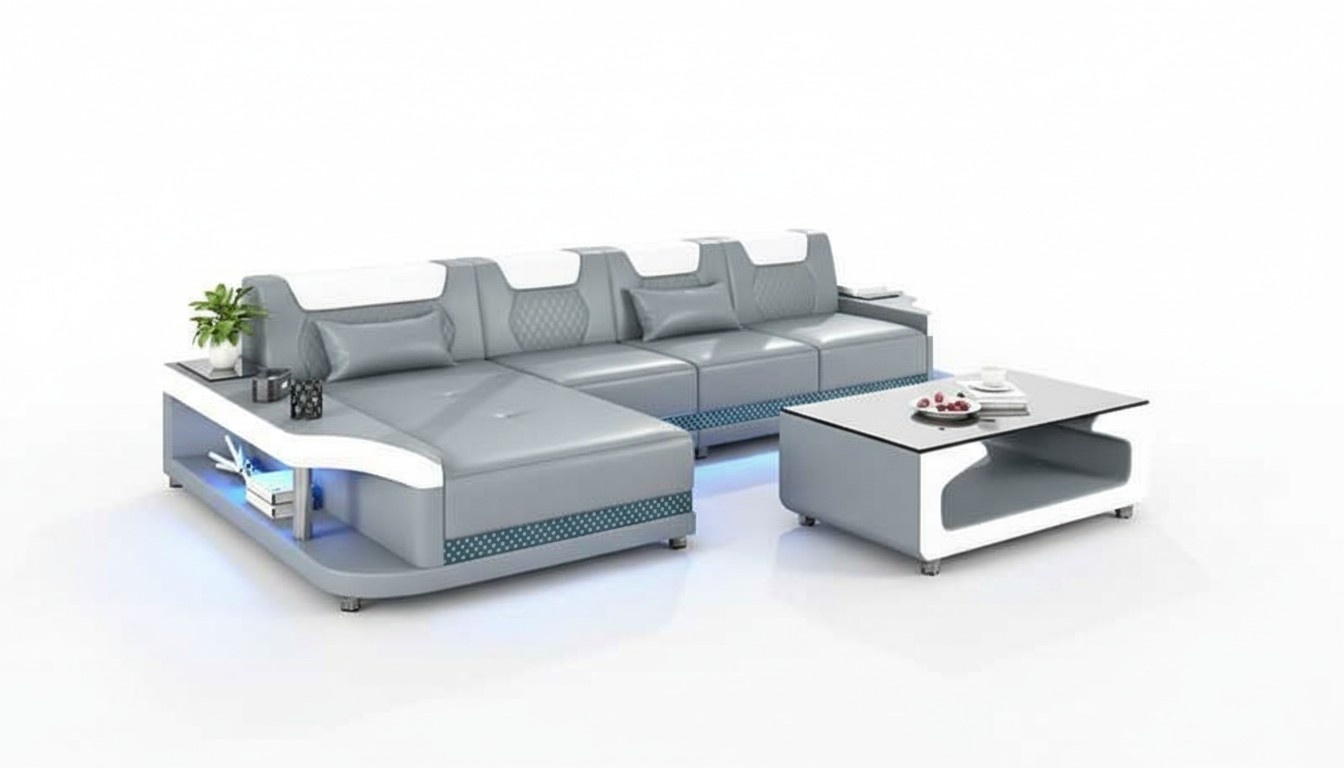 Eckgarnitur Ecksofa L Form Ledersofa Couch Sofa Grau Luxus Moderne Couchen Eckgarnitur Ecksofa L Form Ledersofa Couch Sofa Grau Luxus Moderne Couchen