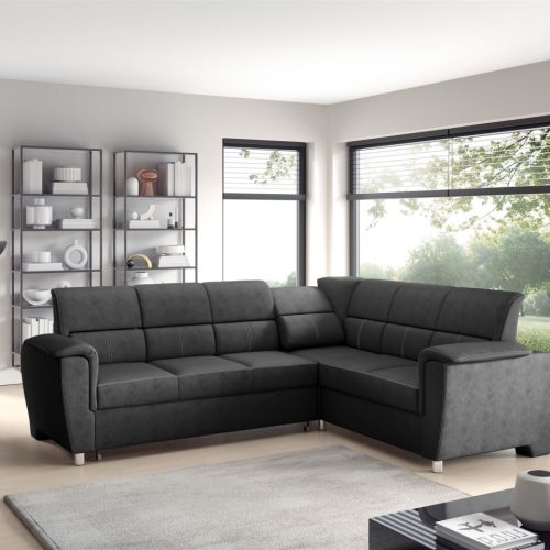 Ecksofa Schlafsofa Sofa SALVADOR Stoff Texas Anthrazit Kurze Schenkel Rechts