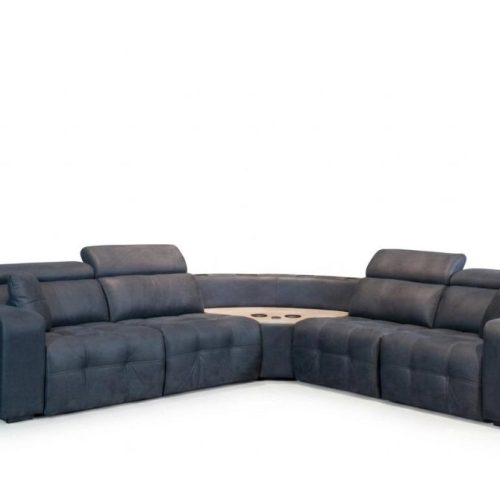 Ecksofa L form Ledersofa Großes Sofa Grau Couch Wohnzimmer Design