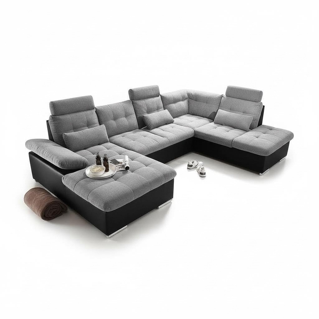 Ecksofa Stoff U-Form Bettfunktion Couch Design Polster Textil Leder Eck Ecksofa Stoff U-Form Bettfunktion Couch Design Polster Textil Leder Eck