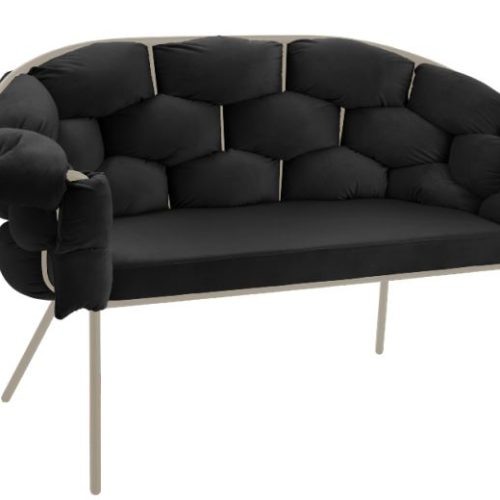 Eglo Living Sofa 2-Sitzig MANEMBOLOSY ca. B80 H65 L130 cm in Samt schwarz/braun Eglo Living Sofa 2-Sitzig MANEMBOLOSY ca. B80 H65 L130 cm in Samt schwarz/braun